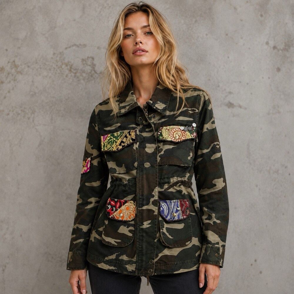 Beautiful Stories NWT Embellished‎ Camo Military Jacket Size A